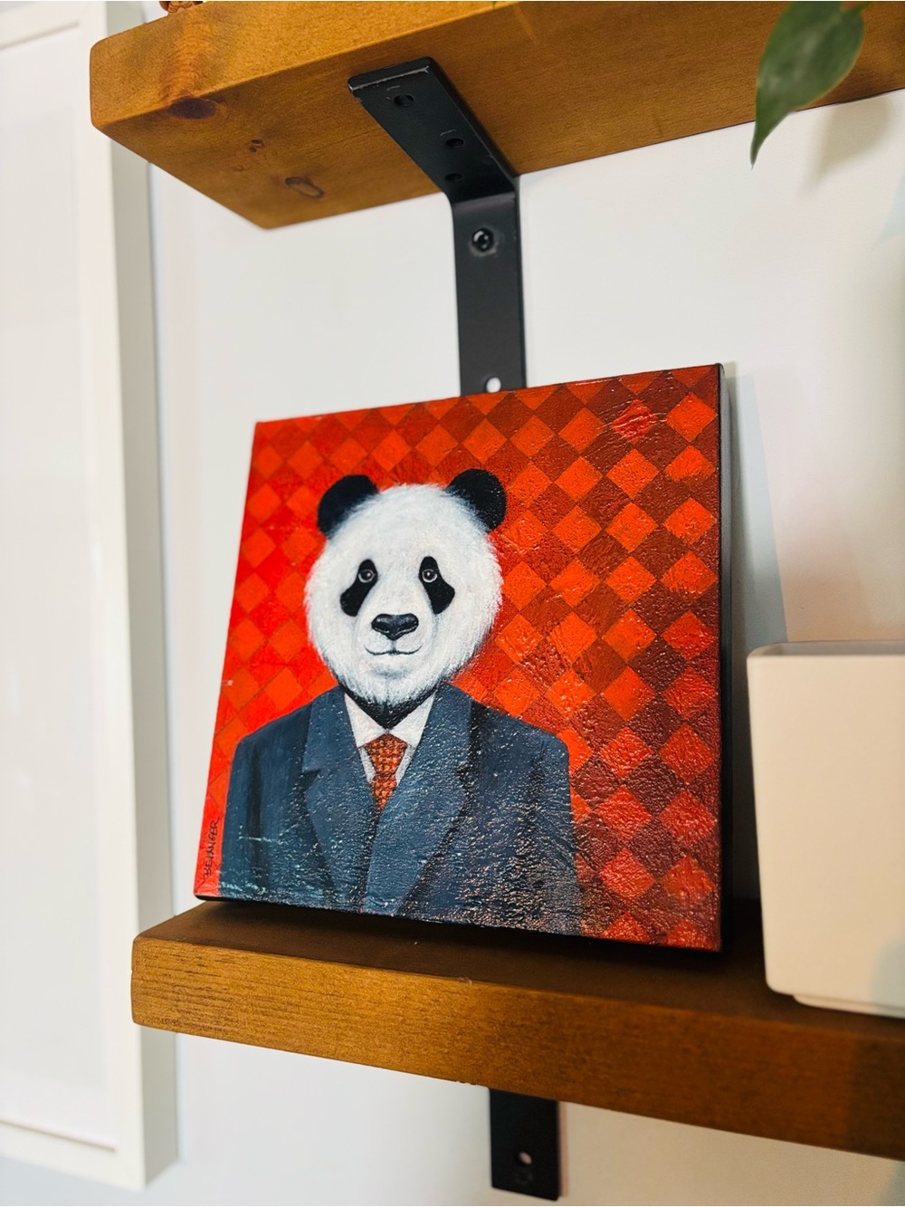 Original Signed Panda Painting by Quebec Artist Lorraine Bélanger 10x10